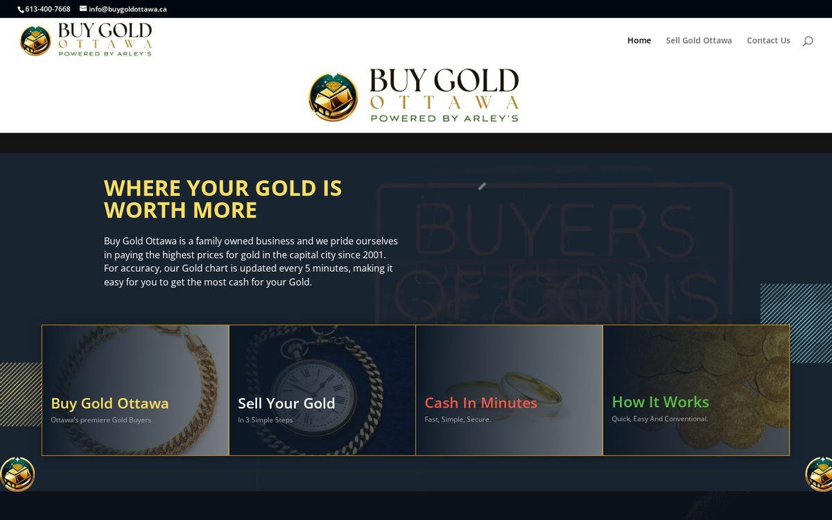 Buy Gold Ottawa desktop website designed and built by Algorank