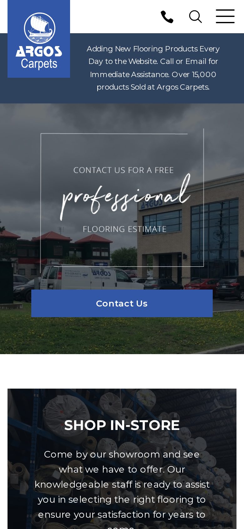 Argos Carpets & Flooring mobile website layout by Algorank