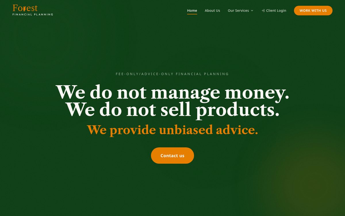 Forest Financial Planning desktop website designed and built by Algorank
