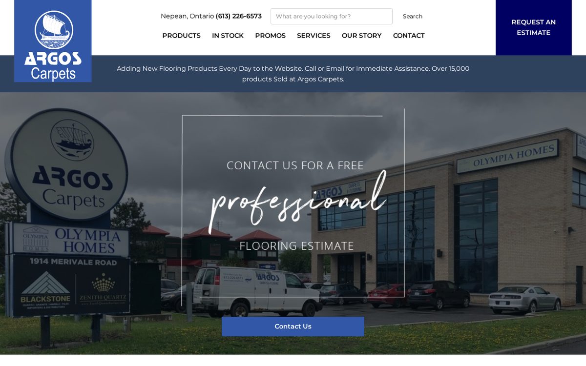 Argos Carpets & Flooring desktop website designed and built by Algorank