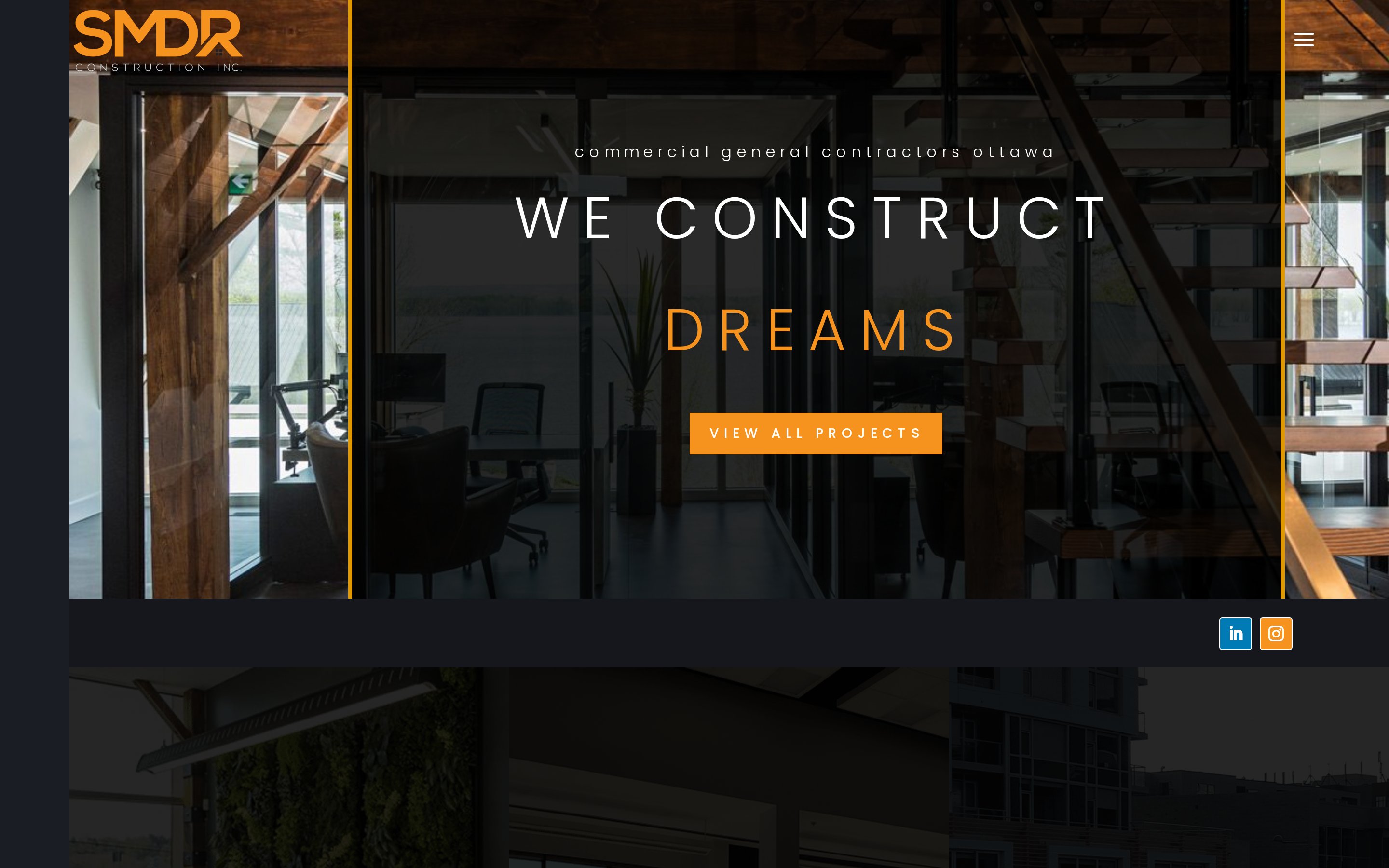 SMDR Construction desktop website designed and built by Algorank